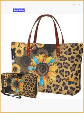 Large Tote Handbag with Matching PU Wallet Set